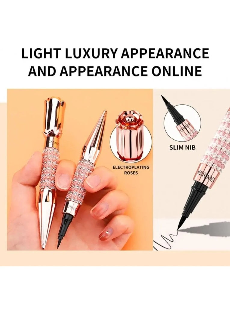 كحل سائل مقاوم للماء |عصا الملكة | قلم كحل سائل | كحل أسود طويل الأمد مقاوم للبقع بتصميم صولجان، مثالي للمبتدئين في مكياج العيون،قطعة أساسية للمواعيد والحفلات (أسود، قطعة واحدة) - Image 2